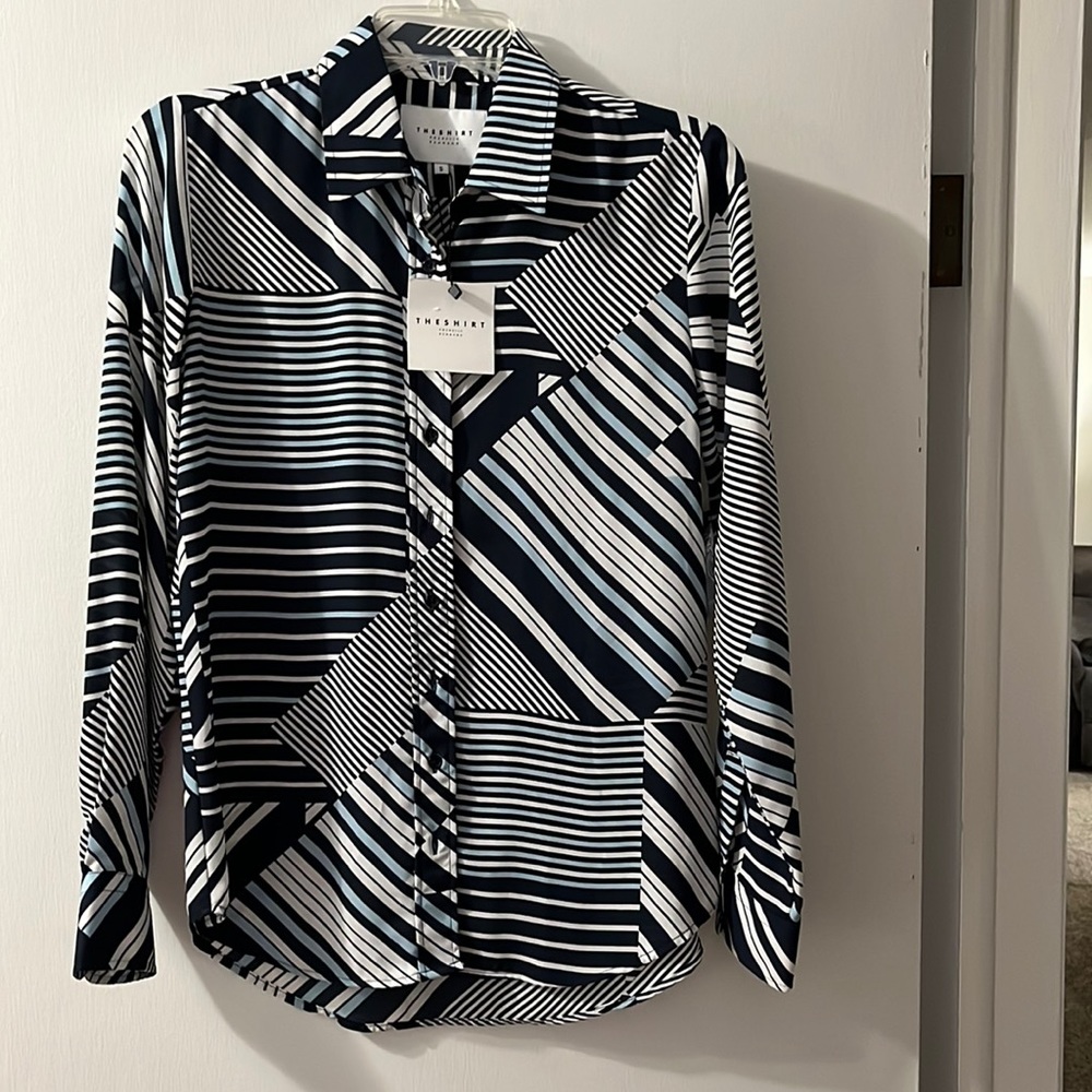 The Shirt Blue Geometric high end Signature Shirt; Size S